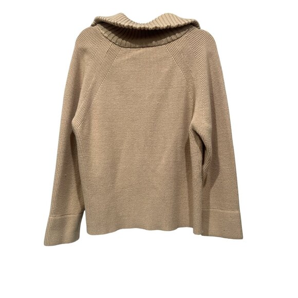 BTFBM Womens Ribbed Knit Half-Zip Sweater Large Beige - Picture 2 of 7